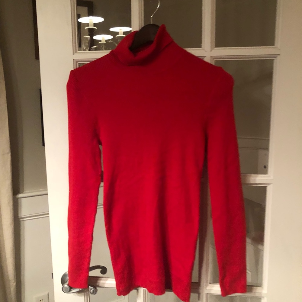 Red ribbed turtleneck